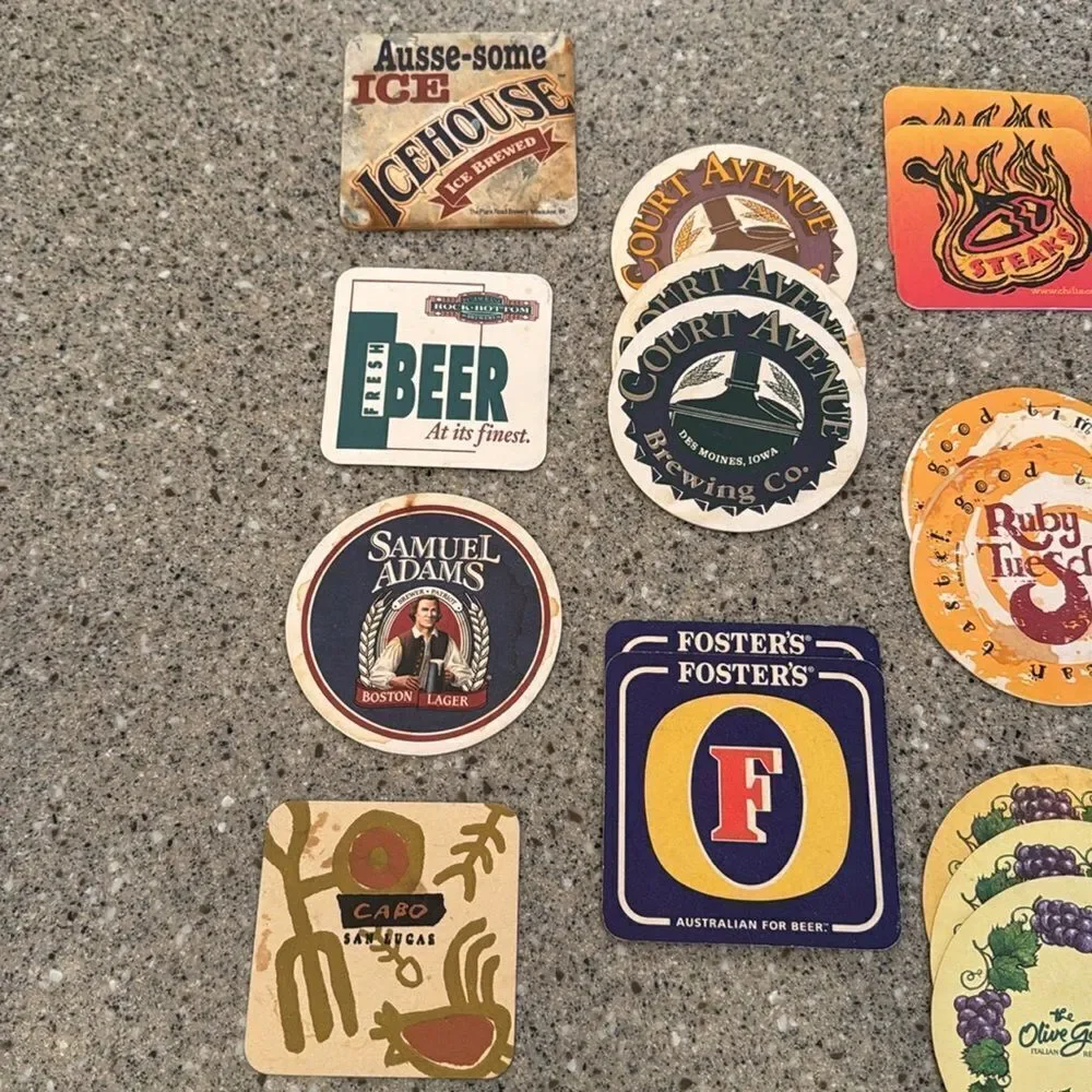 Vintage 90s Beer Restaurant Cardboard Coasters Set Of 33